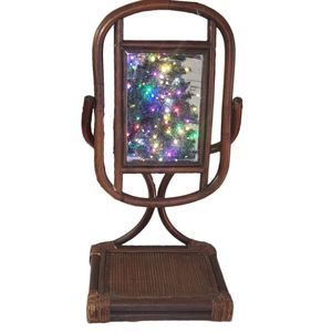 Vintage MCM Wicker Rattan Dressing Table Mirror Vanity Mirror Makeup Mirror